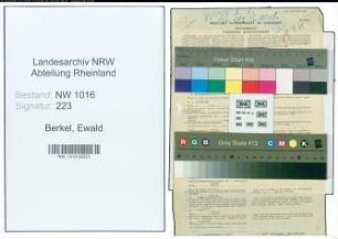 Entnazifizierung Ewald Van Berkel , geb. 02.10.1885 (Buchhalter)