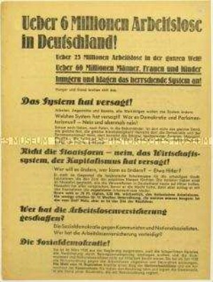 Flugblatt der SPD gegen KPD und NSDAP und Wahlaufruf