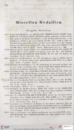 Miscellan-Medaillen (Nr. 15181 - 15729)