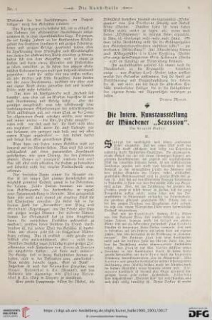 6: Die Intern. Kunstausstellung der Münchener "Sezession"