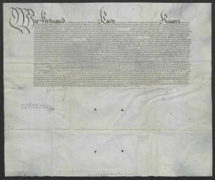 Kaiser Ferdinand I. bestätigt dem Bischof Marquard von Speyer und den Stiftern daselbst die 1514 Dezember 19 zwischen Stadt und Hochstift Speyer errichtete Rachtung.