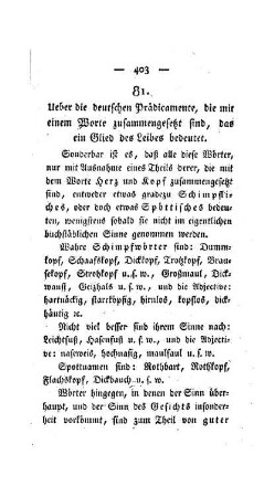 Ueber die deutschen Prädicamente, die mit einem Worte zusammengesetzt sind, das ein Glied des Leibes bedeutet : [81.]