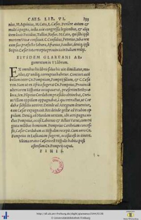 Eiusdem Glareani argumentum in VI. librum [de bello Hispaniensi]
