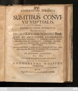 Dissertatio Iuridica De Sumtibus Convivii Nuptialis