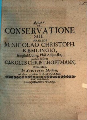 De conservatione sui