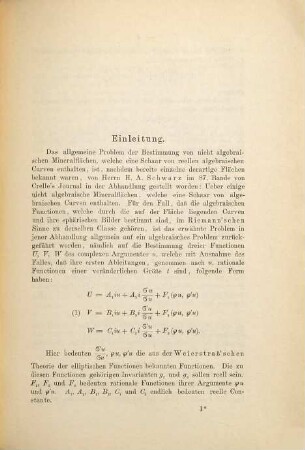 Bestimmung einer speciellen Gruppe nicht algebraischer Minimalflächen, welche eine Schaar von reellen algebraischen Curven enthalten