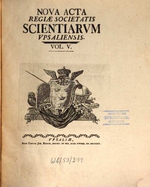 Nova acta Regiae Societatis Scientiarum Upsaliensis. 5. 1792