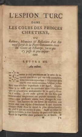 Lettre XVI. Au même