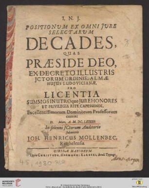 Positionum Ex Omni Iure Selectarum Decades