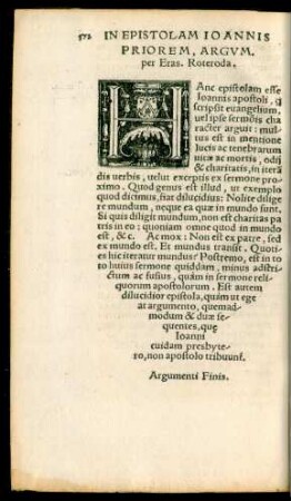 In Epistolam Ioannis Priorem, Argum. per Eras. Roteroda.