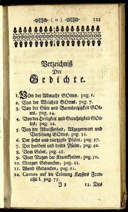 Verzeichniß der Gedichte.