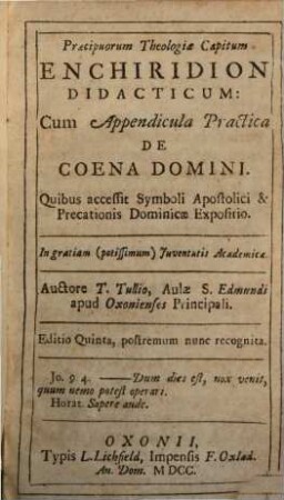 Praecipuorum theologiae capitum enchiridion didacticum