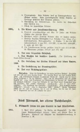 Fürst Bismarck, der eiserne Reichskanzler