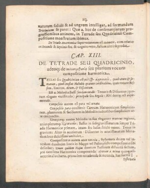 Cap. XIII. - De Tetrade Seu Quadricinio, adeoq; seu plurium vocum compositione harmonica