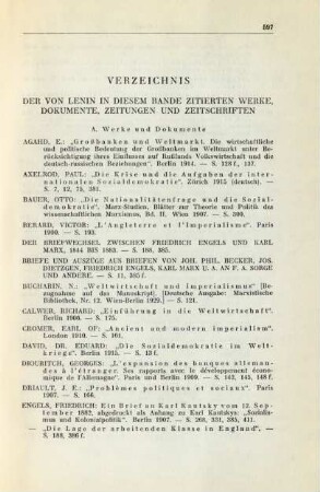Verzeichnis Der Von Lenin In Diesem Bande Zitierten Werke, Dokumente, Zeitungen Und Zeitschriften