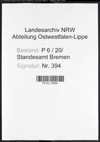 Sterberegister Standesamt Bremen