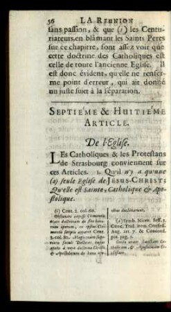Septiéme & Huitiéme Article. De l'Eglise.