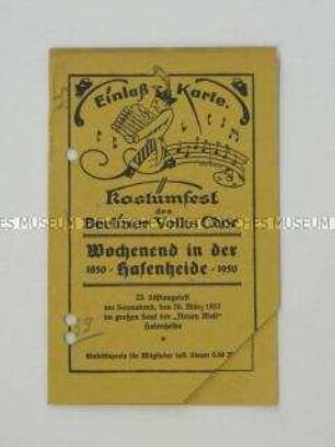 Eintrittskarte zu einem Kostümfest des Berliner Volks-Chores