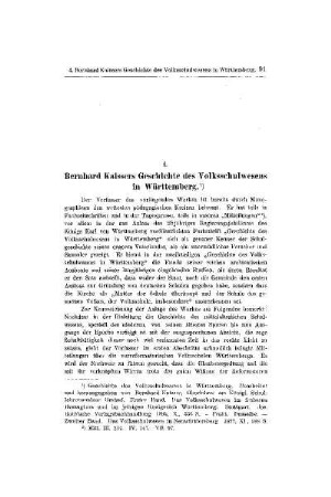 Bernhard Kaissers Geschichte des Volksschulwesens in Württemberg