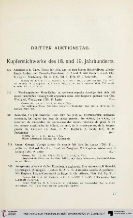 Dritter Auktionstag: Kupferstichwerke des 18. und 19. Jahrhunderts (Nr. 315-440)