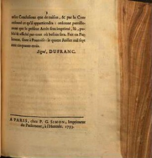 Extrait Des Registres De Parlement. Du 4 Juillet 1753.