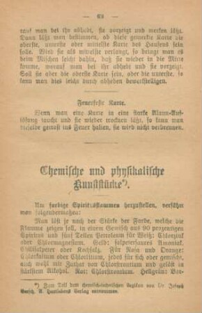 Chemische und physikalische Kunststücke