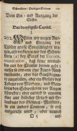 Vom Ein- und Ausgang der Clöster. Das dreyßigiste Capitel.