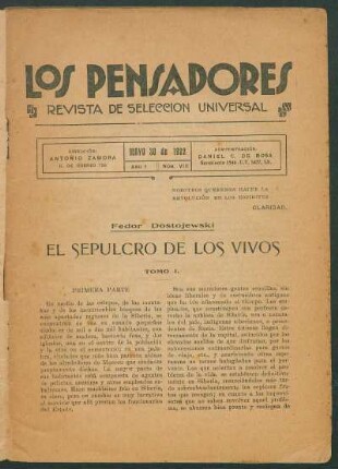 1922000800: El sepulcro de los vivos, tomo 1
