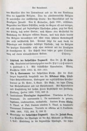 453-457 [Rezension] Heinrich, Johann Baptist, Lehrbuch der katholischen Dogmatik