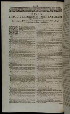 Index Rerum Verborum, Et Sententiarum hujus secundi Tomi.