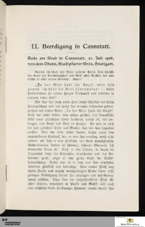 II. Beerdigung in Cannstatt