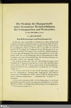 Die Struktur der Bauspartarife unter besonderer Berücksichtigung der Vertragszeiten und Wartezeiten