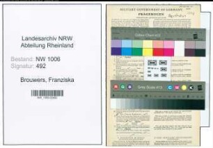 Entnazifizierung Franziska Brouwers , geb. 04.11.1904 (Landgehilfin)