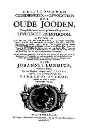 In: Heiligdommen, godsdiensten, en gewoontens der oude jooden ; Band 2