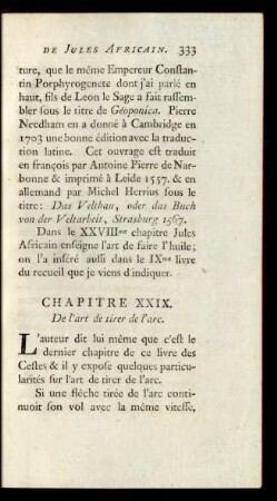 Chapitre XXIX. De l'art de tirer de l'arc