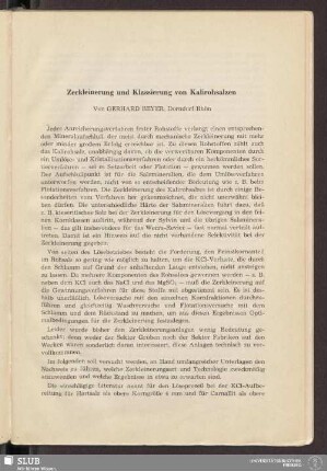 Zerkleinerung und Klassierung von Kalirohsalzen