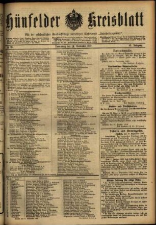 Ausgabe vom Donnerstag, den 18. September 1919.