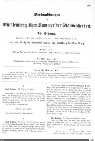 76. Sitzung, Stuttgart, 25.11.1898