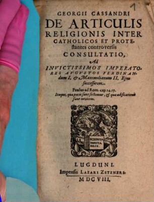 De Articulis religionis inter catholicos et protestantes Consultatio