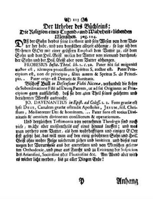 Der Urheber des Büchleins: Die Religion eines Tugend- und Wahrheit-liebenden Menschen.