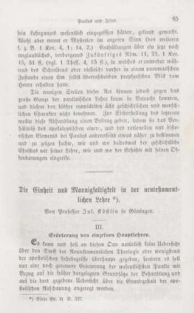 85-154 Die Einheit und Mannigfaltigkeit in der neutestamentlichen Lehre