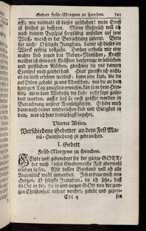 741-763, Vierter Absatz. I. Gebett - VII. Gebett; Kurtze Tag-Zeiten; Litaney