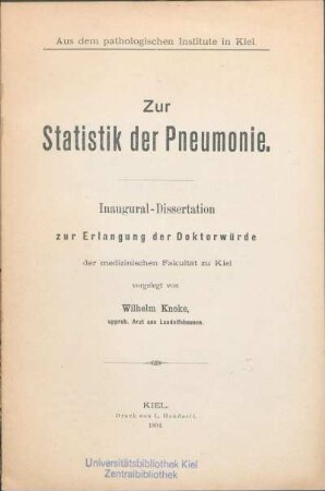 Zur Statistik der Pneumonie