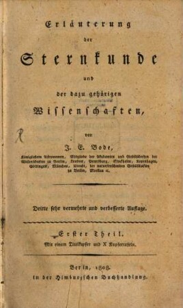 Erläuterung der Sternkunde und der dazu gehörigen Wissenschaften, 1