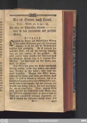 Am 18 Sonnt. nach Trinit. Text. Matth. 22. v. 34 - 38.