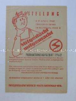 Hektografiertes Propagandaflugblatt mit Werbung für eine Ausstellung im VEB Sachsenring Zwickau