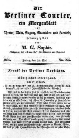 No. 995, Freitag, den 28. Mai 1830