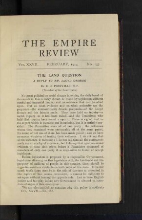 The Land Question. A Reply to Mr. Lloyd George.