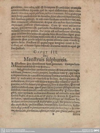 CAPUT III. De Menstruis sulphureis.