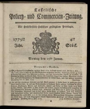 4tes Stueck, Montag den 25ten Januar. 1779